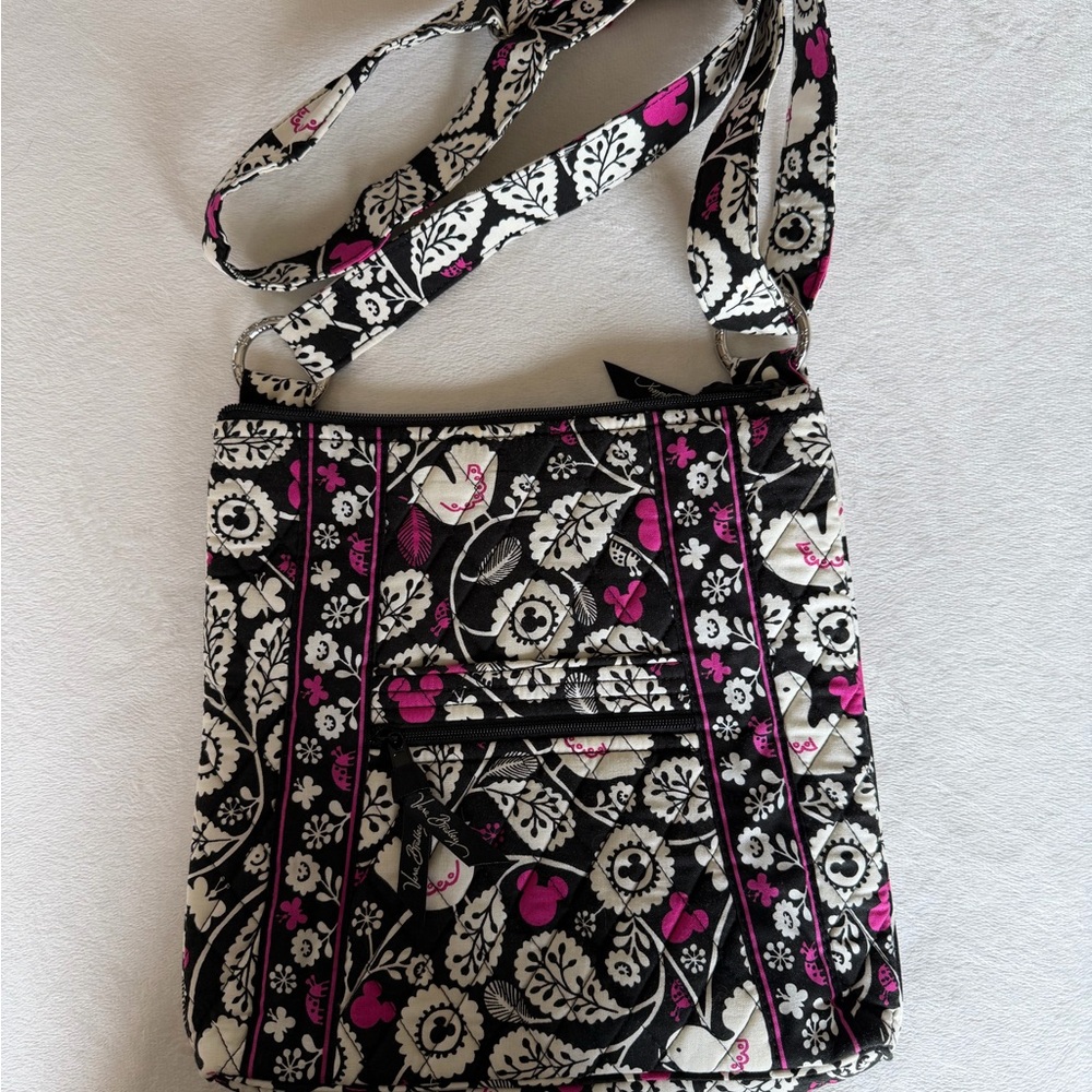 Floral Black and Pink Crossbody Bag